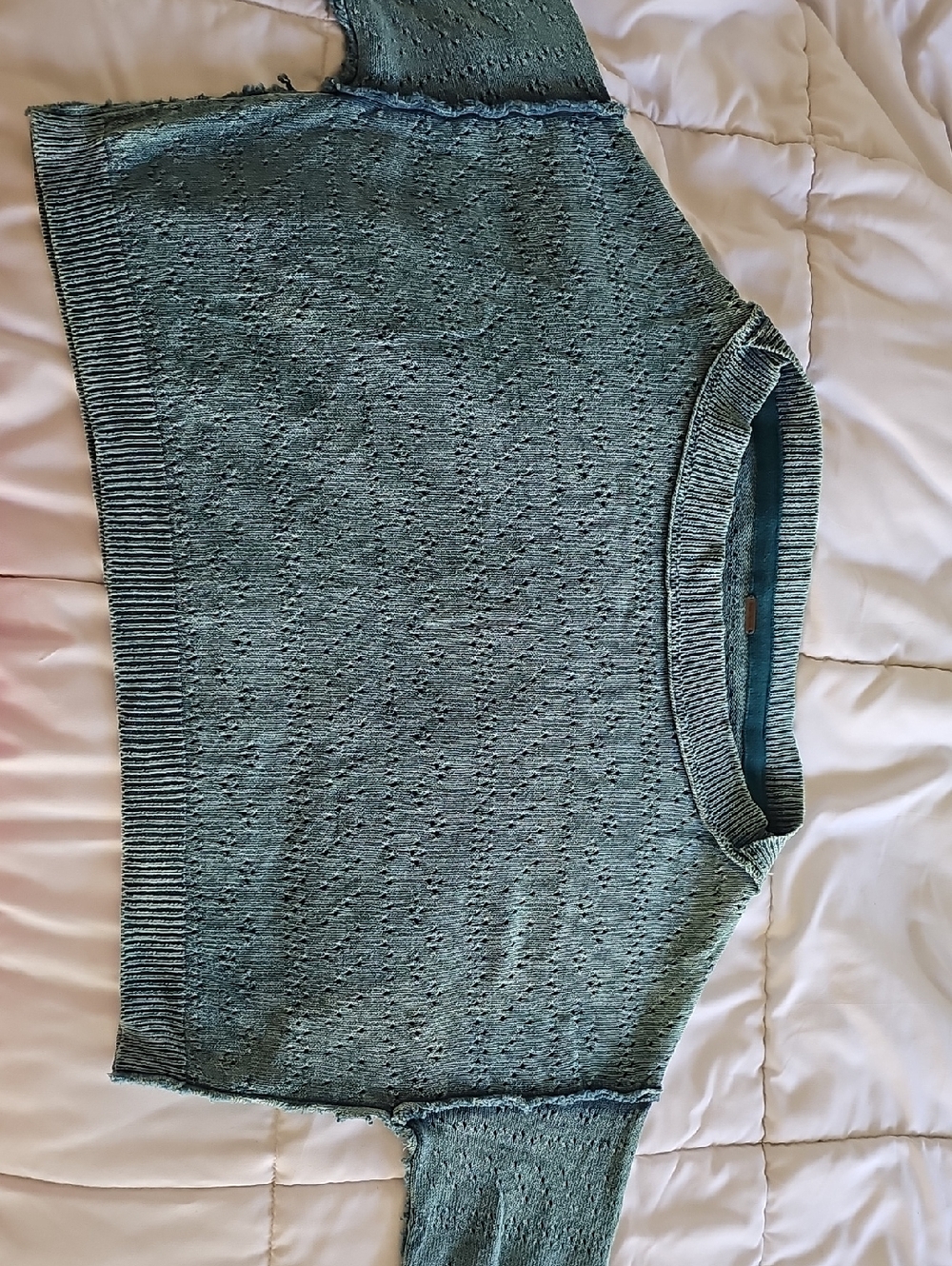 Free People Teal Cropped Pullover